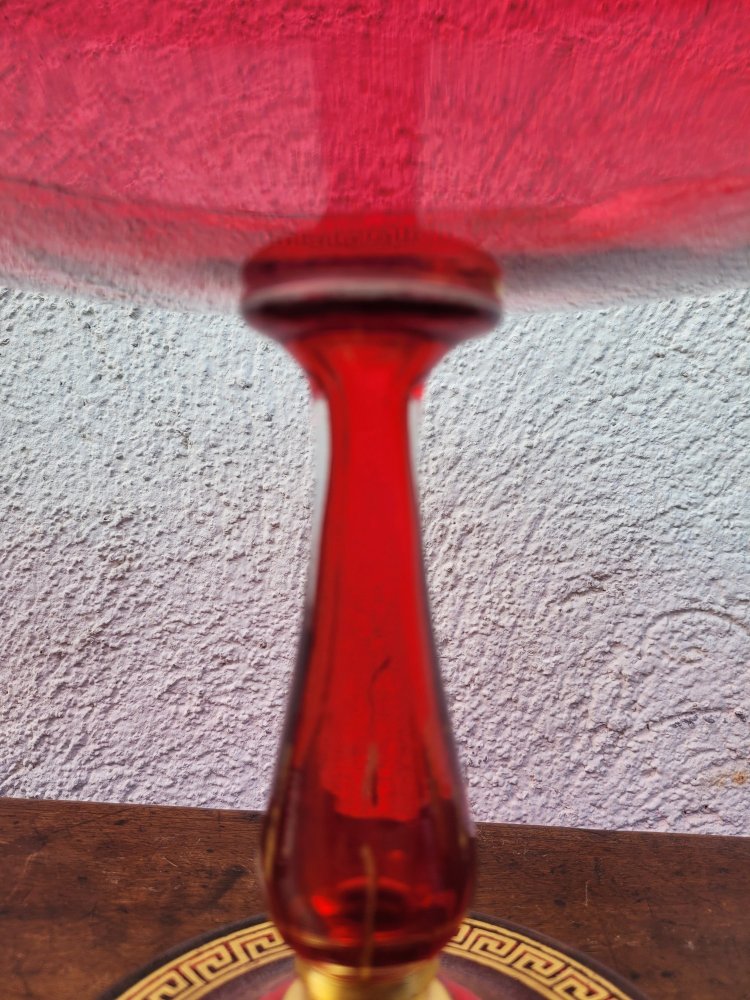Suite De 10 Assiettes Et 2 Coupes à Fruits En Verre Rubis, Fin XIXème Siècle