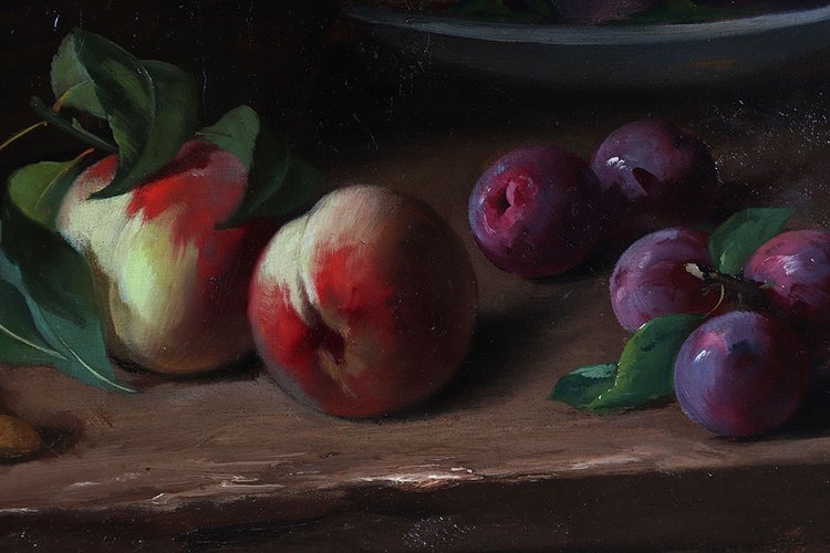 Brunel de NEUVILLE, 81 cm, Still life with fruits, French School