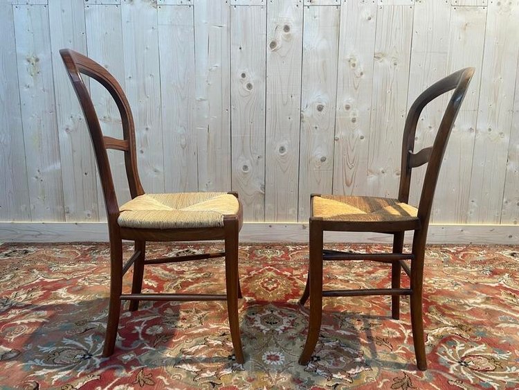 Set of 6 Louis Philippe straw chairs