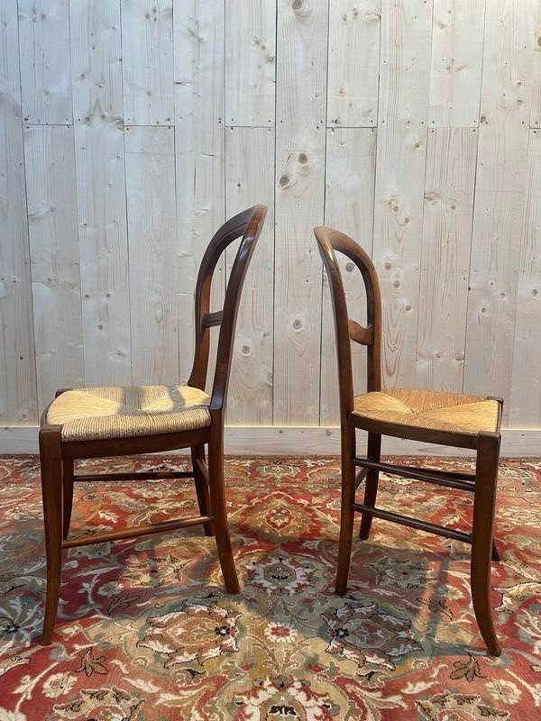 Set of 6 Louis Philippe straw chairs