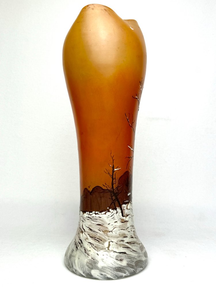 Legras vase décor paysage enneigée
