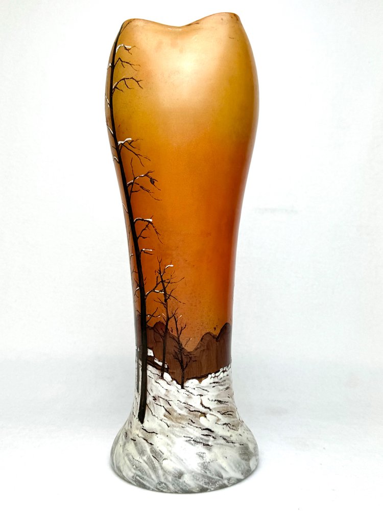 Legras vase décor paysage enneigée