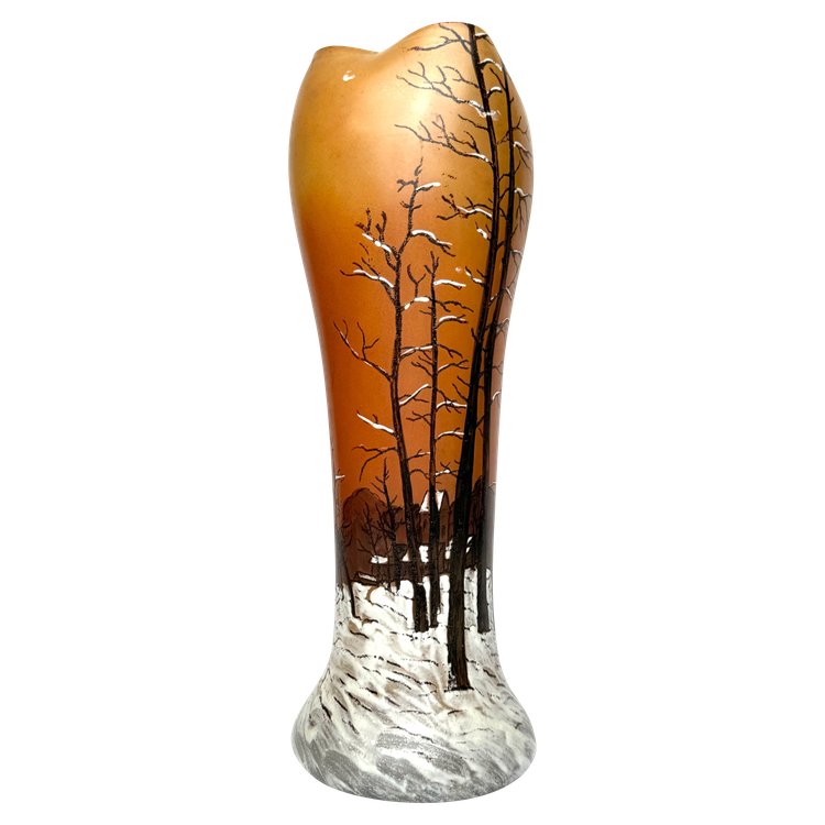 Legras vase décor paysage enneigée