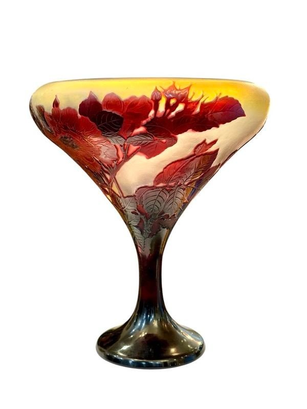 Emile Gallé Coupe "Roses Trémières"