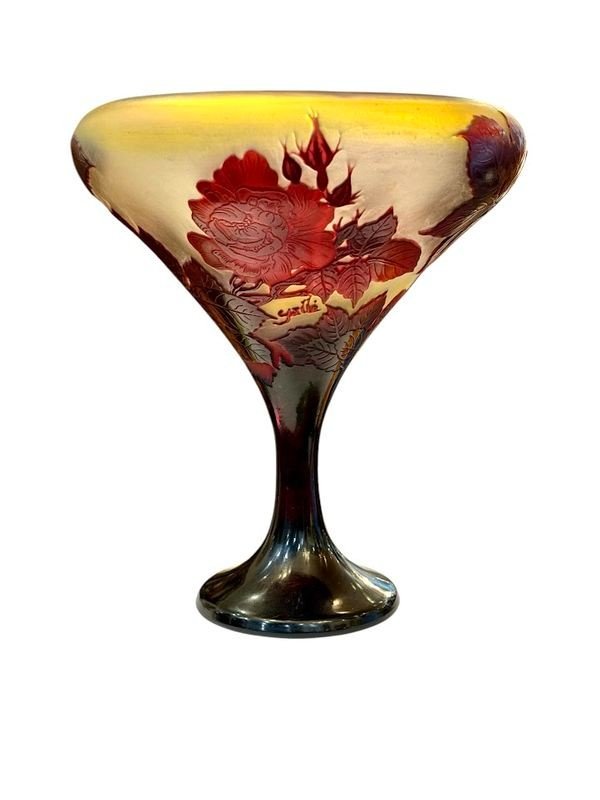 Emile Gallé Coupe "Roses Trémières"
