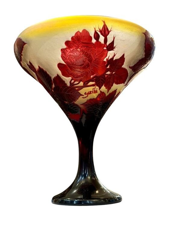 Emile Gallé Coupe "Roses Trémières"