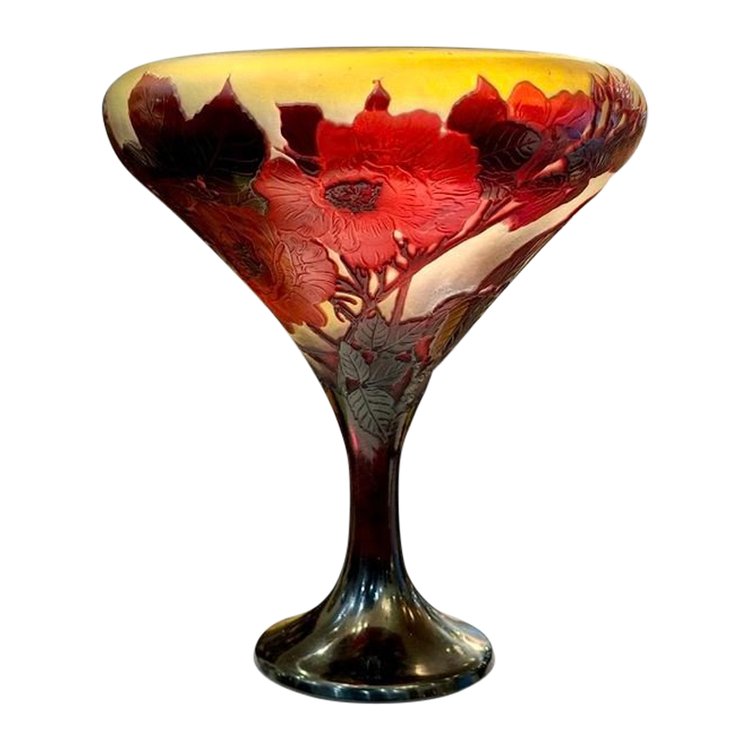 Emile Gallé Coupe "Roses Trémières"