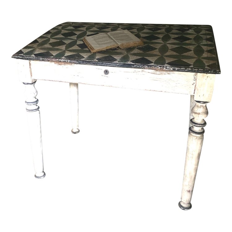 Bureau table à pente datant du 19e siècle patine 