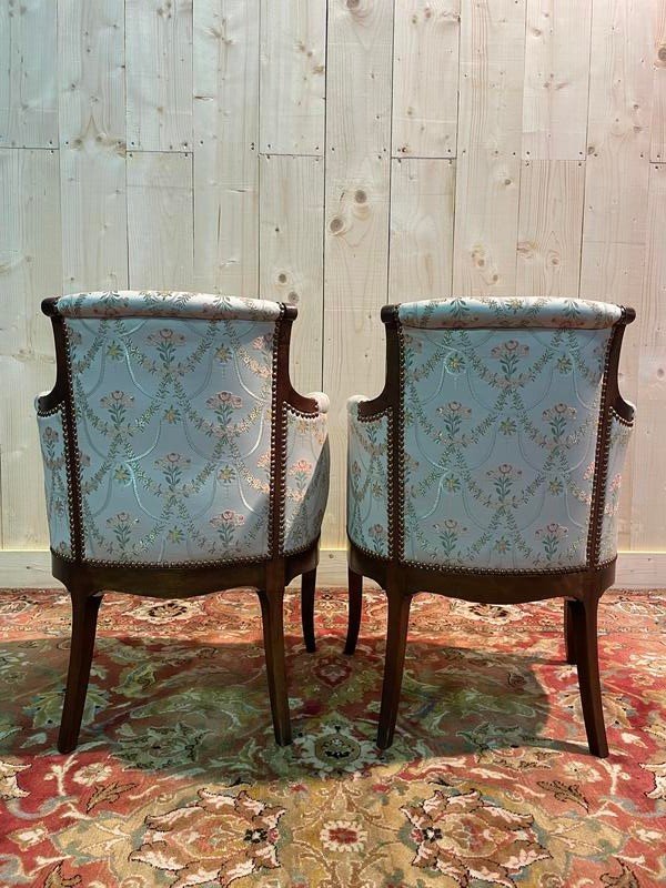 Pair of small Transition style shepherdesses - Louis XV