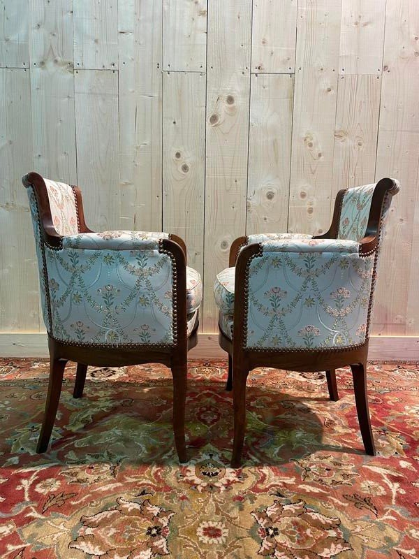 Pair of small Transition style shepherdesses - Louis XV