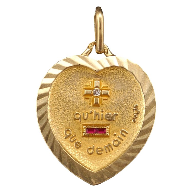 Augis Médaille d'Amour Diamant Et Rubis, Or 18 Carats.