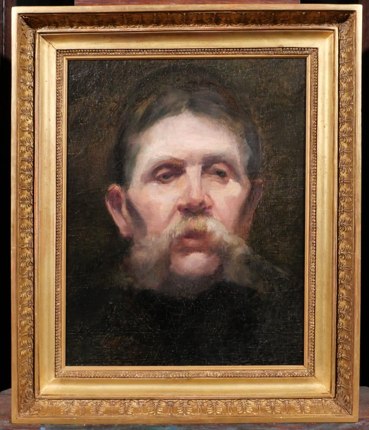 French school of the 19th century, Portrait of a man with a mustache, painting