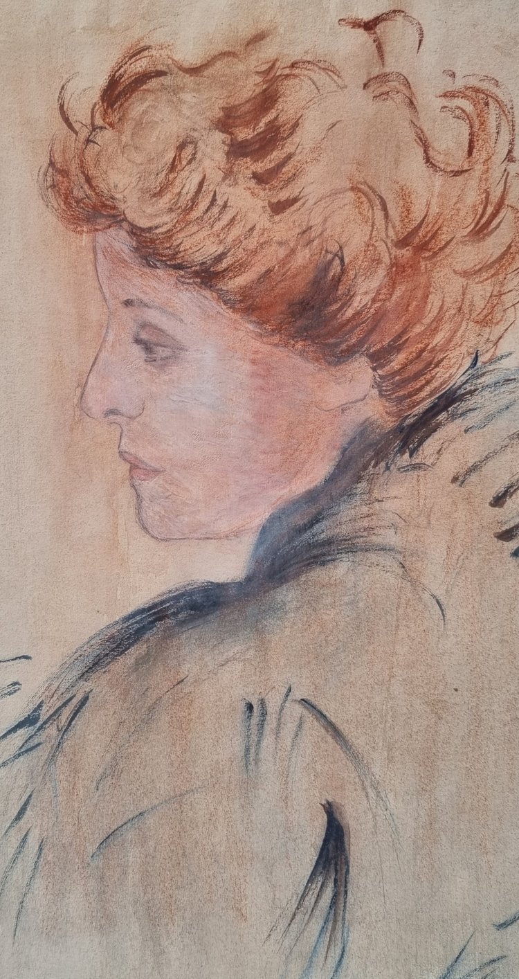 French school of the end of the 19th century - Portrait of a red-haired woman in profile