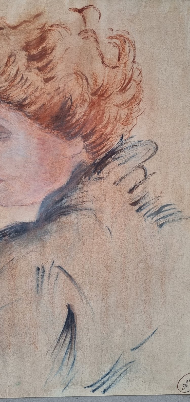 French school of the end of the 19th century - Portrait of a red-haired woman in profile