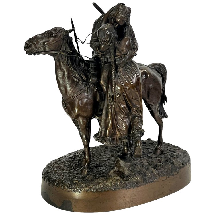 BRONZE BY VASSILY YACOVLEVITCH GRATCHEV (1831-1905) "THE COSSACK" FOUNDER'S STAMP