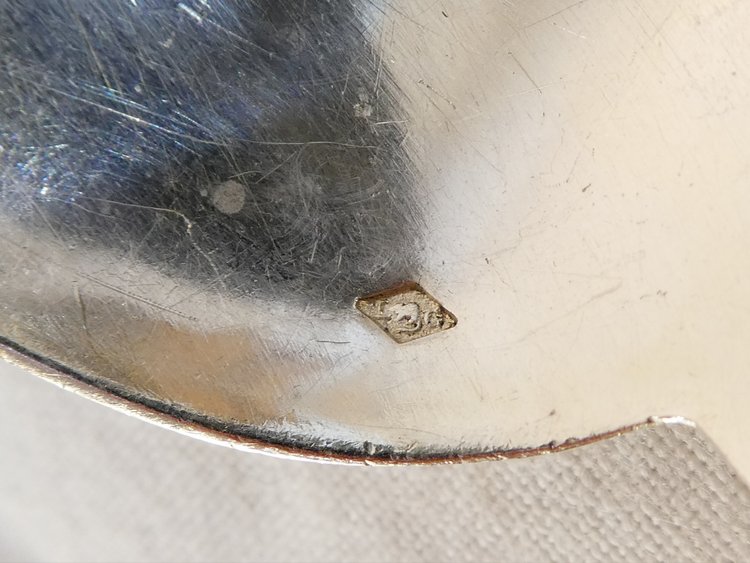 6 cuilleres a entremets en ARGENT MASSIF ruban croisée LAPPARRA et GABRIEL
