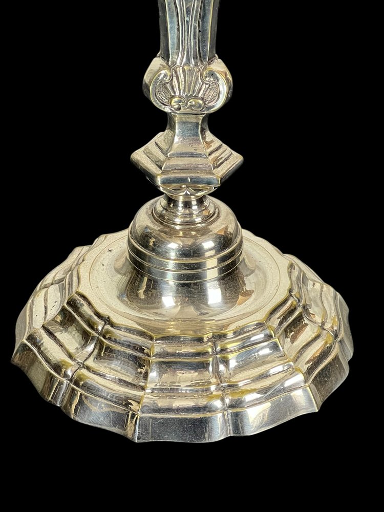 GROSSER VERSILBERTER BRONZEKERZEN AUS DEM 19. REGENCY-STIL „GOLDSMITH A.MOURIER“