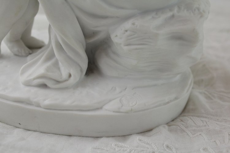Sculpture En Biscuit De Porcelaine 'la Leçon à l'Amour' 19th Century
