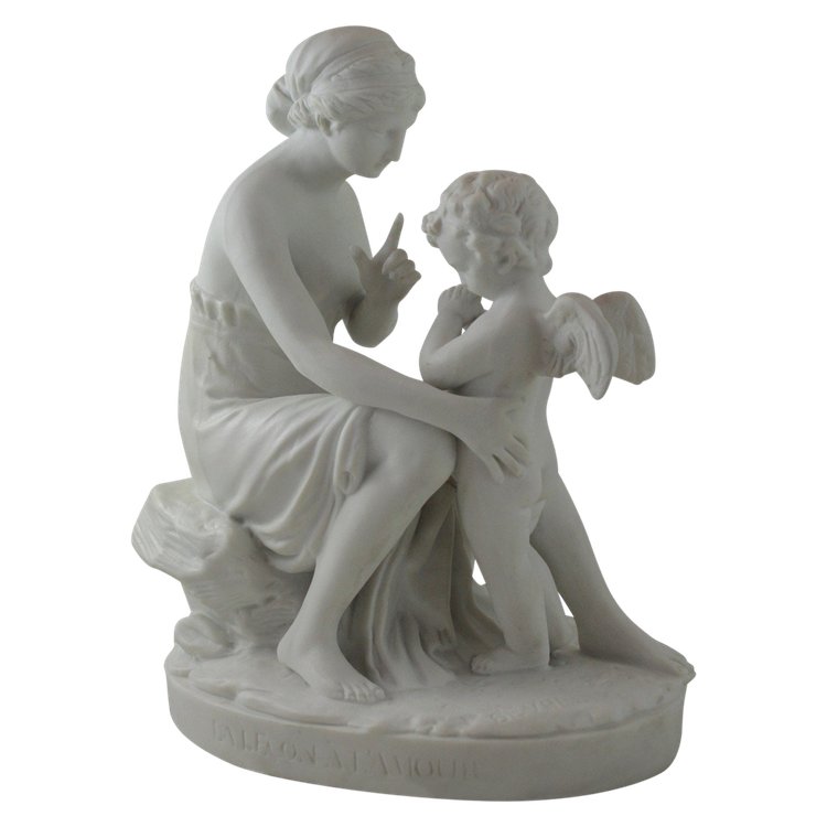 Sculpture En Biscuit De Porcelaine 'la Leçon à l'Amour' 19th Century