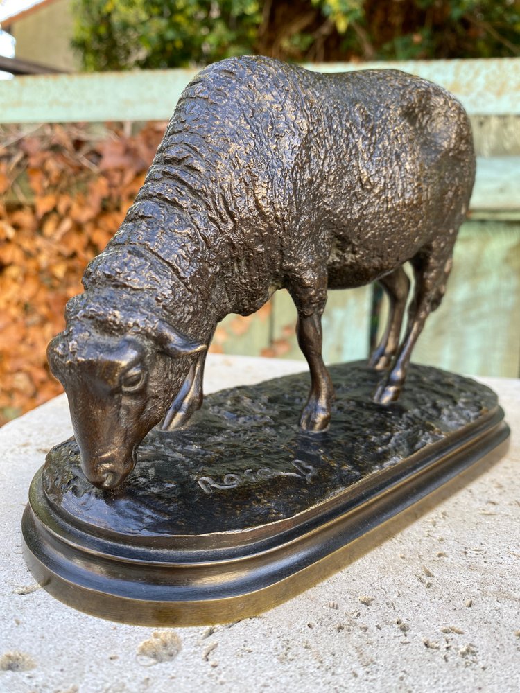 Broutant-Schaf aus Bronze mit brauner Patina 19. Jahrhundert, signiert Rosa Bonheur (1822-1899).