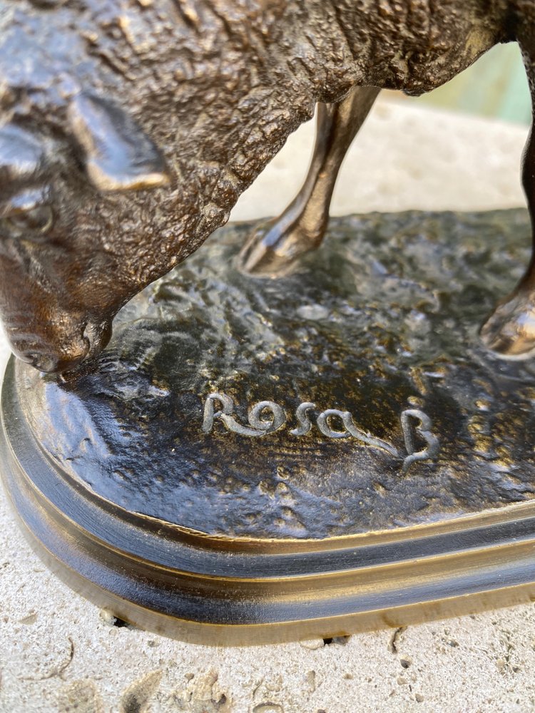 Broutant-Schaf aus Bronze mit brauner Patina 19. Jahrhundert, signiert Rosa Bonheur (1822-1899).