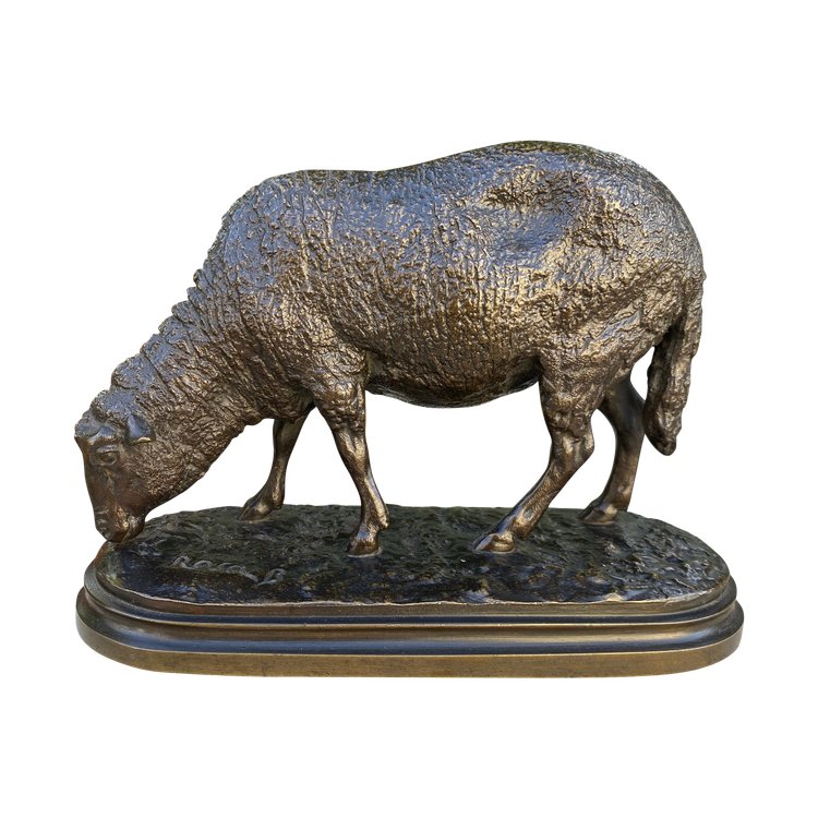Broutant-Schaf aus Bronze mit brauner Patina 19. Jahrhundert, signiert Rosa Bonheur (1822-1899).