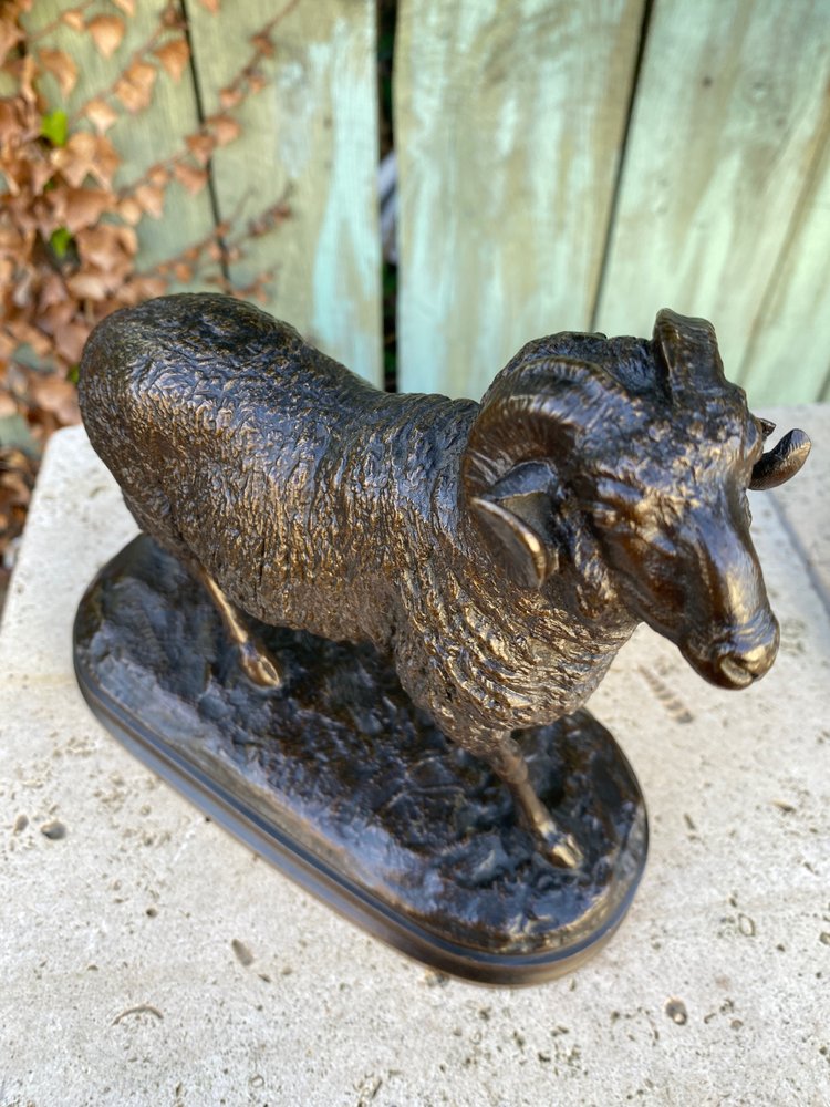 Widder aus Bronze mit brauner Patina 19. Jahrhundert signiert Isidore Bonheur (1827-1901)