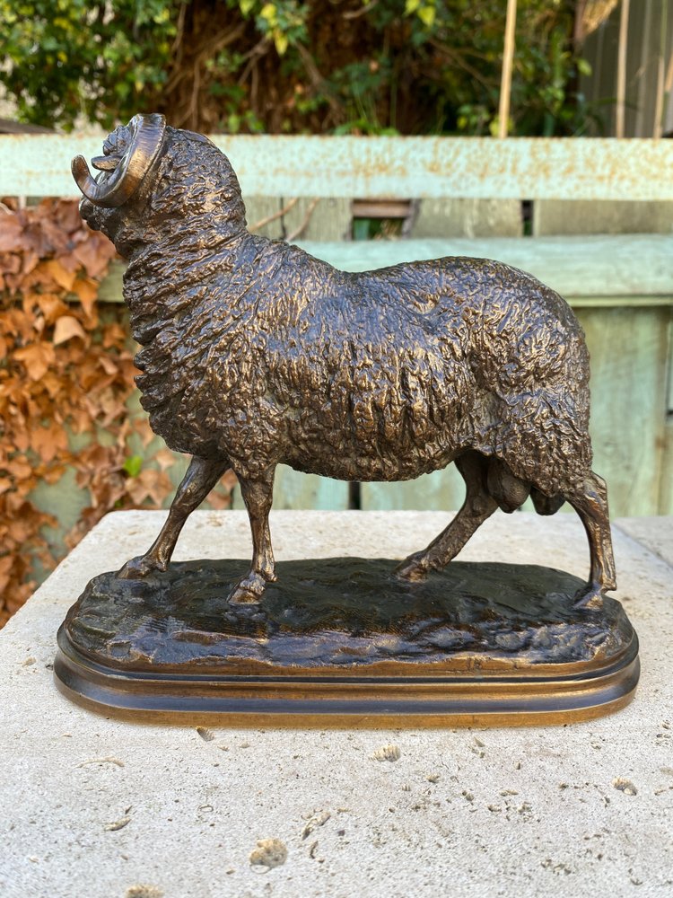 Widder aus Bronze mit brauner Patina 19. Jahrhundert signiert Isidore Bonheur (1827-1901)