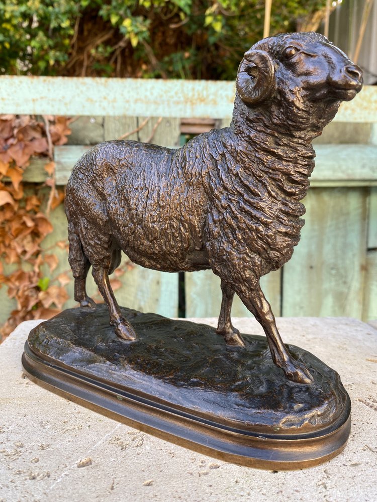 Widder aus Bronze mit brauner Patina 19. Jahrhundert signiert Isidore Bonheur (1827-1901)