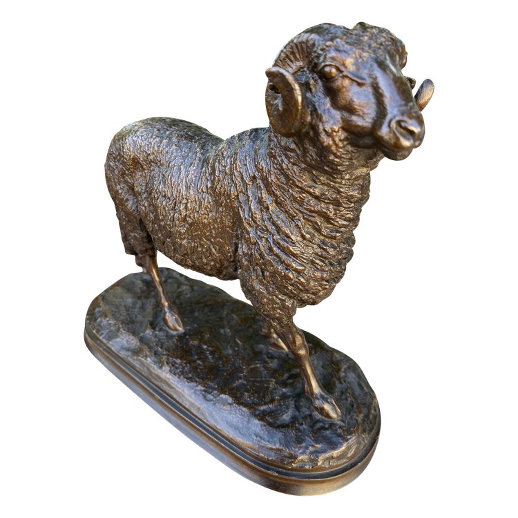 Widder aus Bronze mit brauner Patina 19. Jahrhundert signiert Isidore Bonheur (1827-1901)