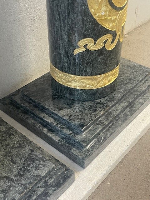 Pair Of Green Marble Columns Sculpture 1930 Art Deco