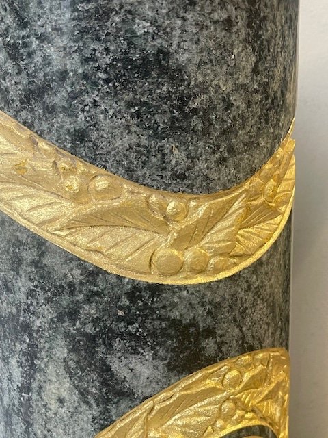 Pair Of Green Marble Columns Sculpture 1930 Art Deco