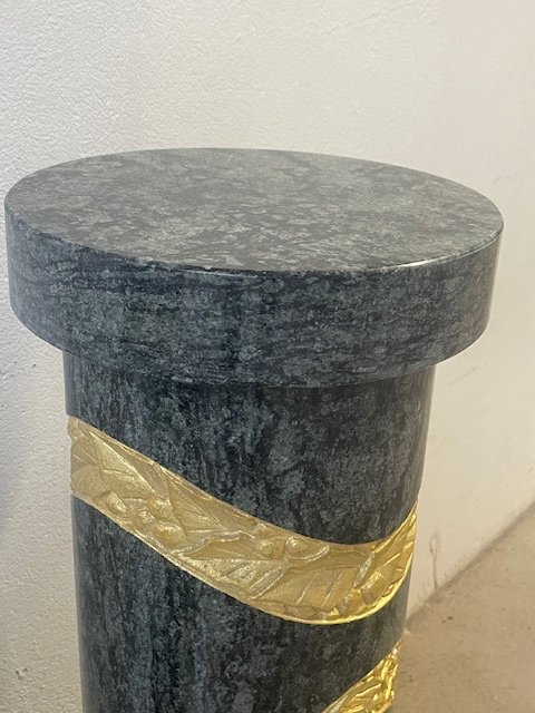 Pair Of Green Marble Columns Sculpture 1930 Art Deco