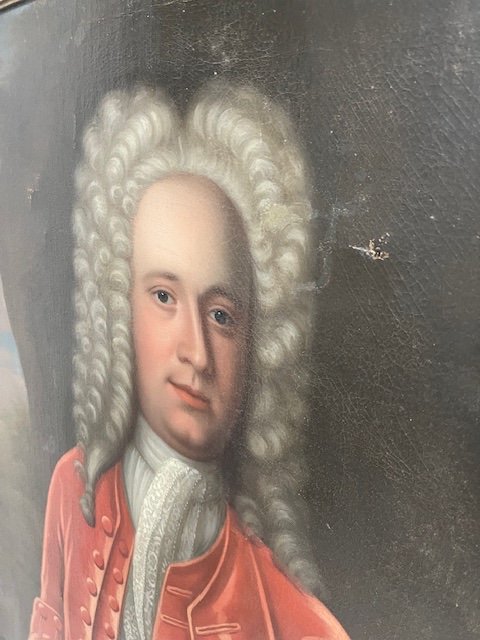 Imposing Painting Portrait Noble English 18th Circle Jacques d'Agar 1640-1715