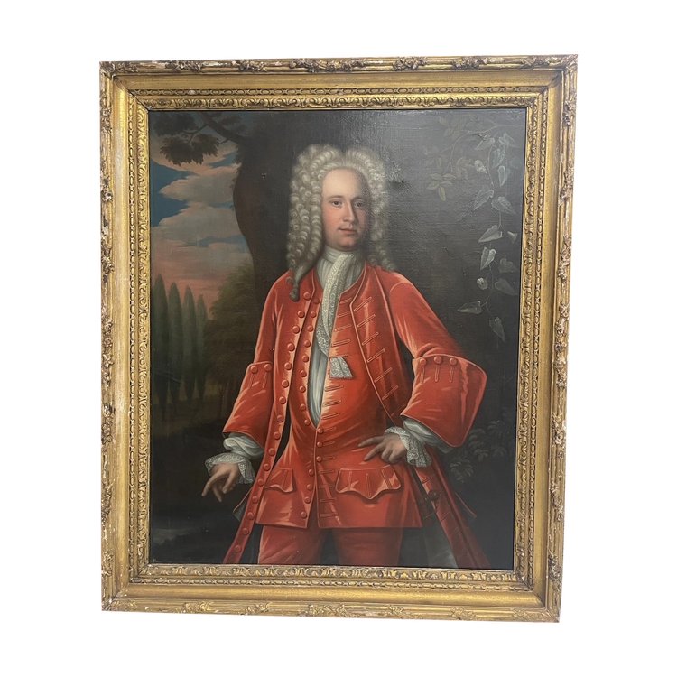 Imposing Painting Portrait Noble English 18th Circle Jacques d'Agar 1640-1715