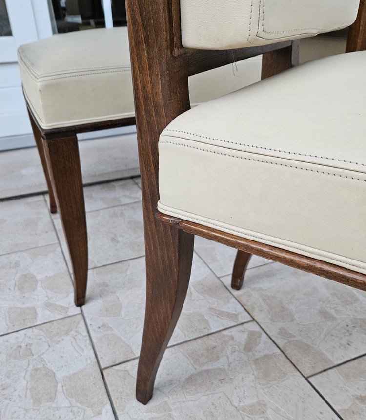 After Jacques-émile Ruhlmann 4 "drouant" chairs in ivory leather