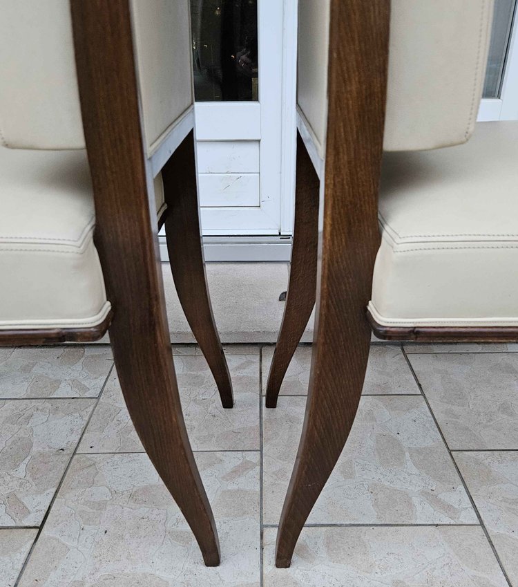 After Jacques-émile Ruhlmann 4 "drouant" chairs in ivory leather