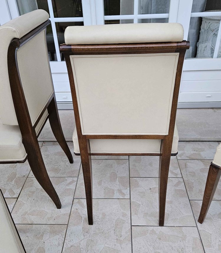 After Jacques-émile Ruhlmann 4 "drouant" chairs in ivory leather