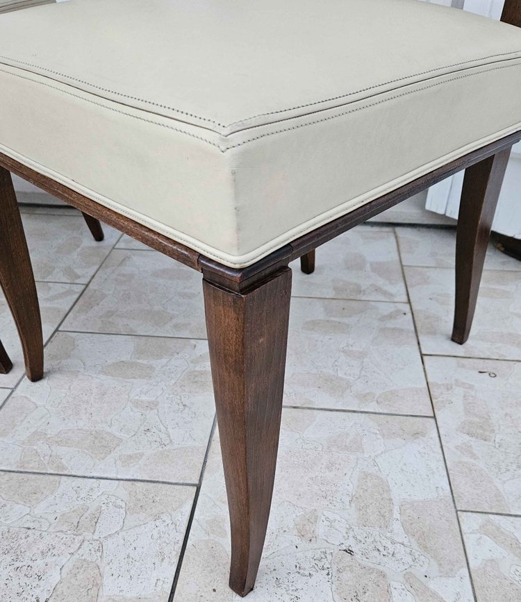 After Jacques-émile Ruhlmann 4 "drouant" chairs in ivory leather