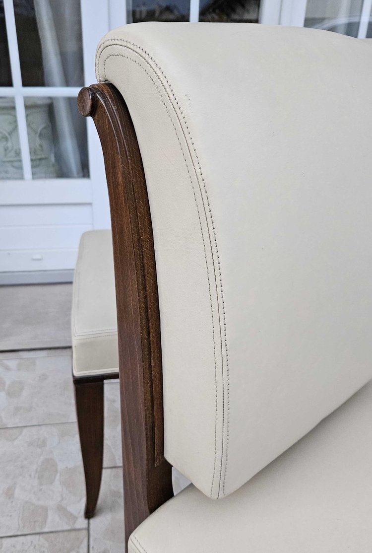 After Jacques-émile Ruhlmann 4 "drouant" chairs in ivory leather