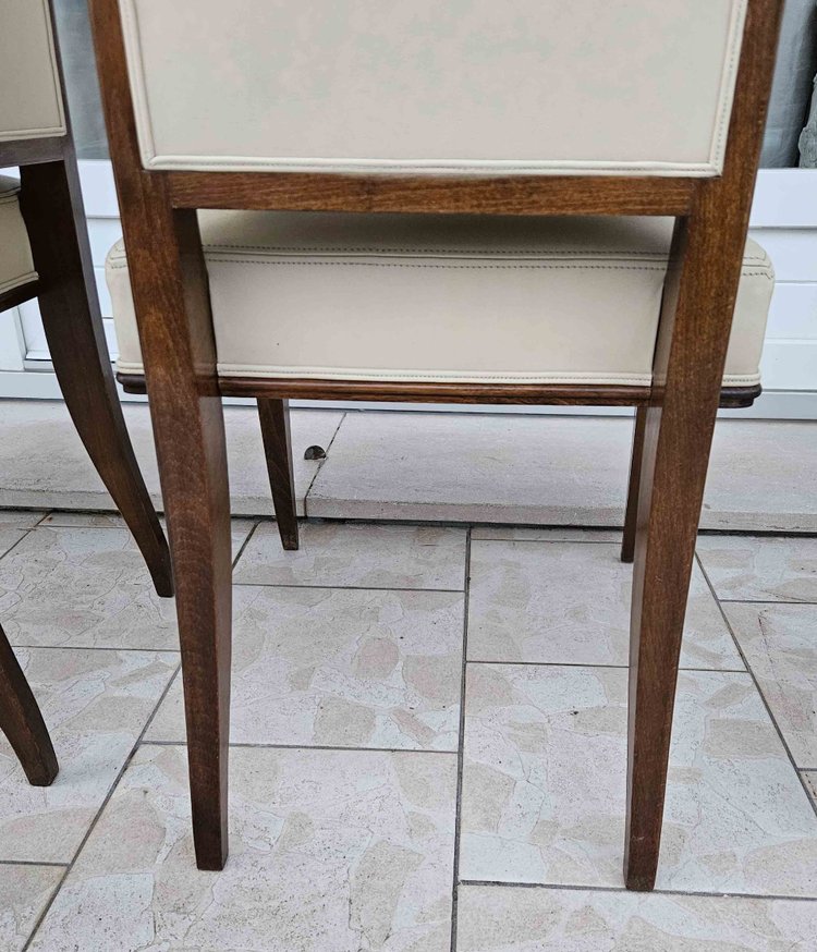 After Jacques-émile Ruhlmann 4 "drouant" chairs in ivory leather