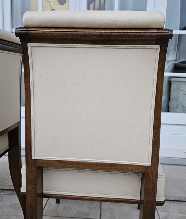 After Jacques-émile Ruhlmann 4 "drouant" chairs in ivory leather