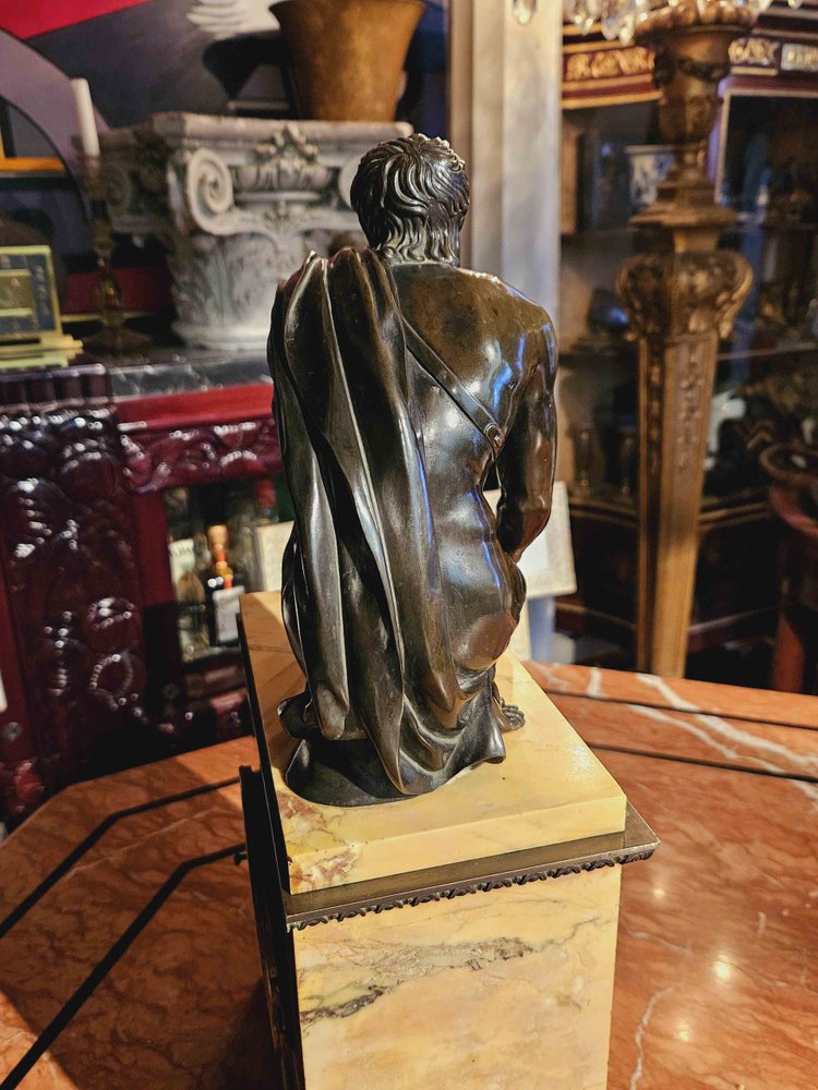 l'Arrotino, Rotatore, Le Scythe écorcheur, Bronze Sur Pendule Vers 1820
