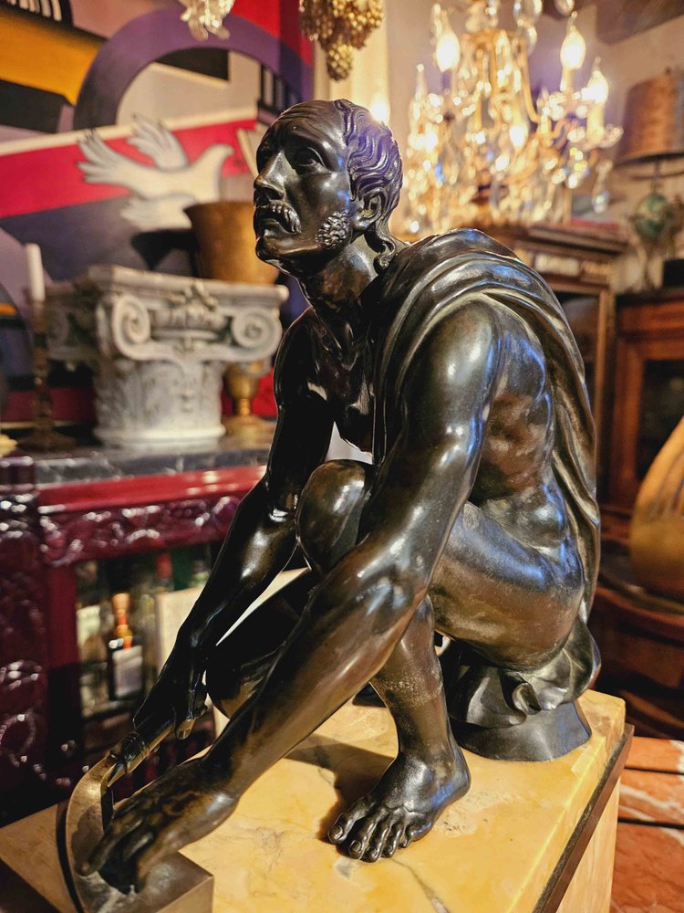 l'Arrotino, Rotatore, Le Scythe écorcheur, Bronze Sur Pendule Vers 1820