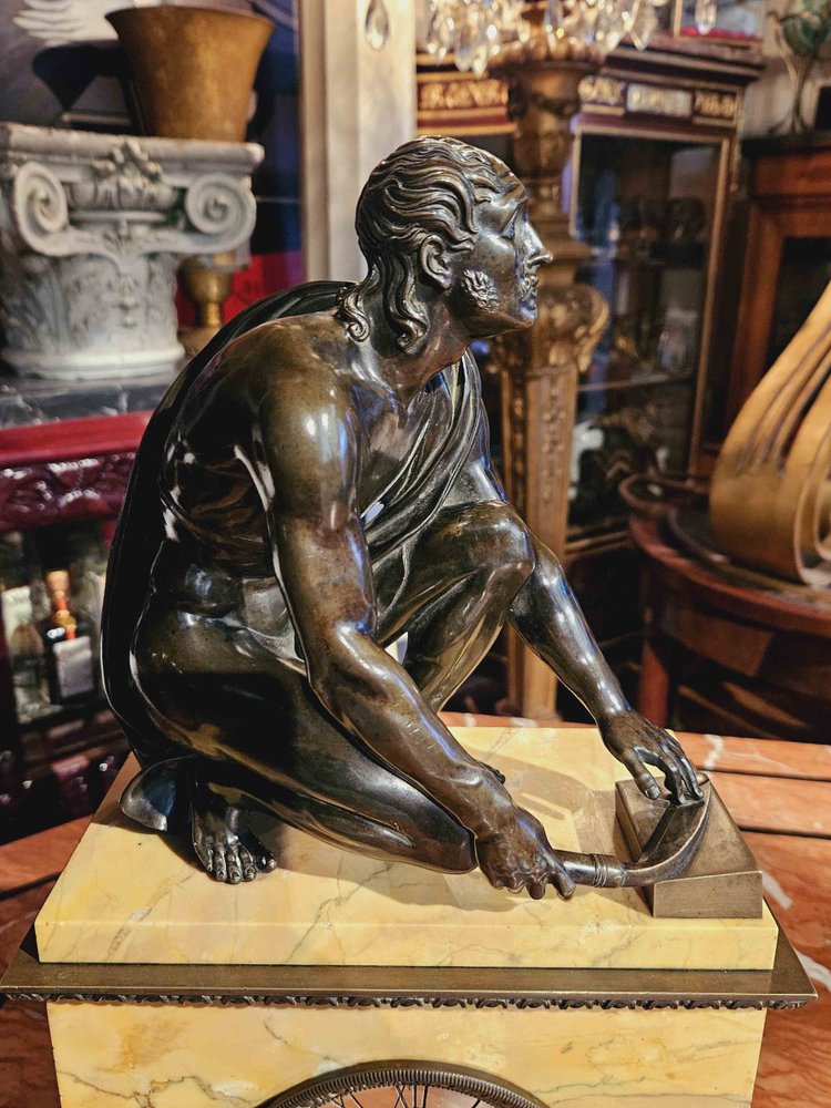 l'Arrotino, Rotatore, Le Scythe écorcheur, Bronze Sur Pendule Vers 1820