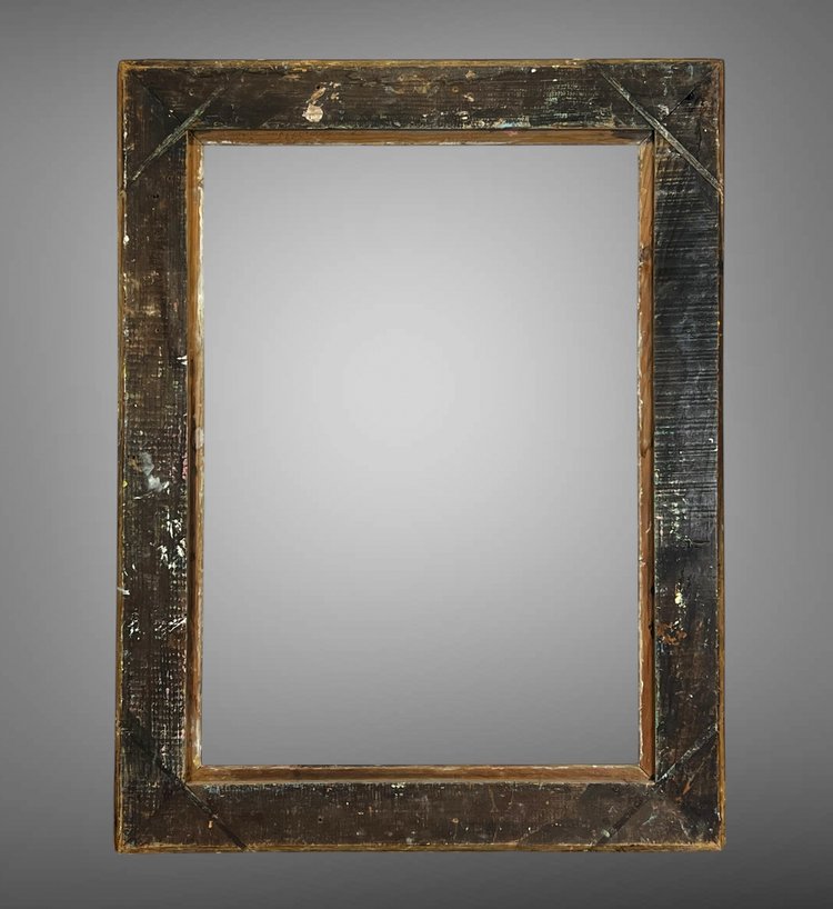 ANCIENT 19th CENTURY FRAME IN WOOD AND SCULPTTED PAINTED STUC 60 cm x 43 cm