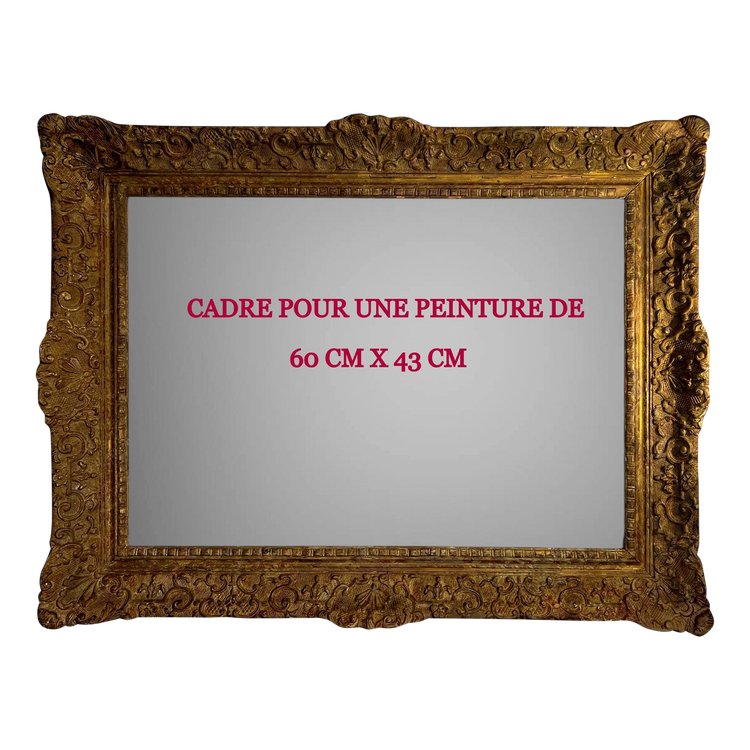 ANCIENT 19th CENTURY FRAME IN WOOD AND SCULPTTED PAINTED STUC 60 cm x 43 cm