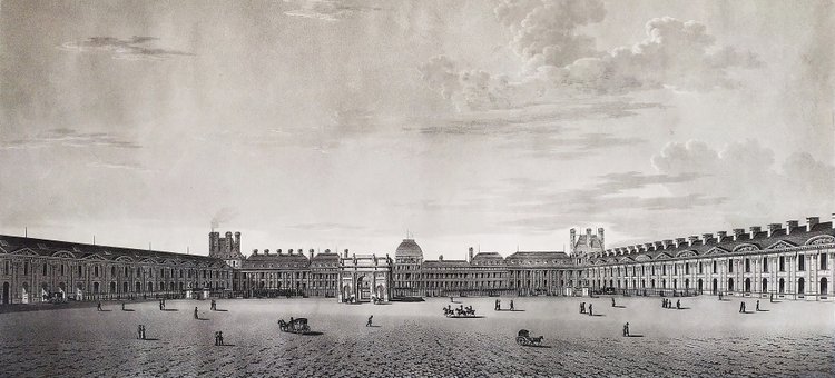 Paris Carrousel Du Louvre Château Des Tuileries Gravure Ancienne par Damane Demartrais XIXème