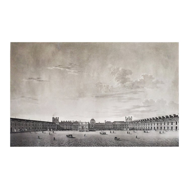 Paris Carrousel Du Louvre Château Des Tuileries Gravure Ancienne par Damane Demartrais XIXème