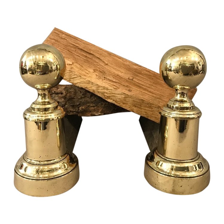 Piccola coppia di candelabri in ottone e ghisa del XIX secolo